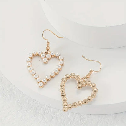 Heart Pearl Design Dangle Earrings - Pearl Earrings - essecoco