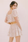 Tiny Flower Clusters and Sequined Mini Skirt - Mini Skirts - essecoco