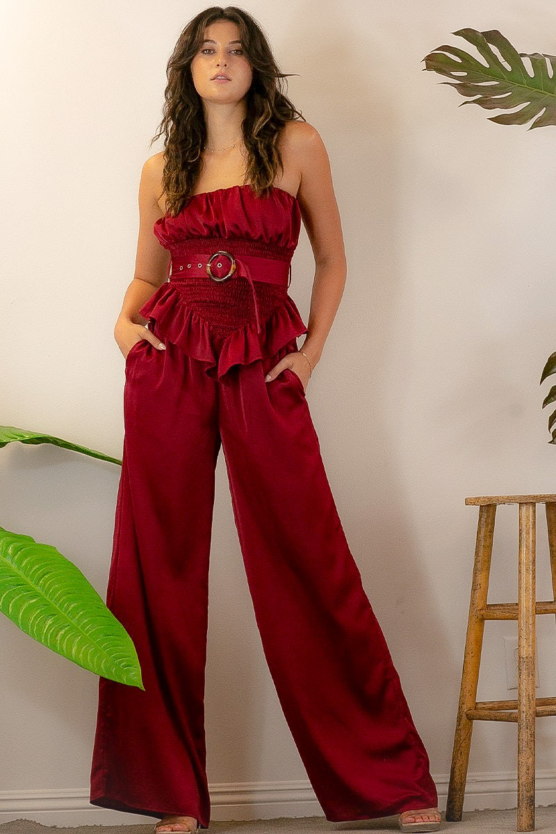 Silky Tube Top Pant Set - Two Piece Sets - essecoco